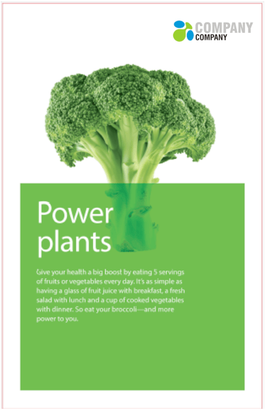 A generic poster featuring a picture of broccoli encouraging people to eat their vegetables.