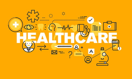 A graphic depicting the various elements of the healthcare system.