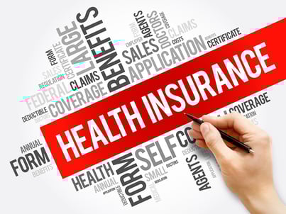 A word cloud of health insurance terms.
