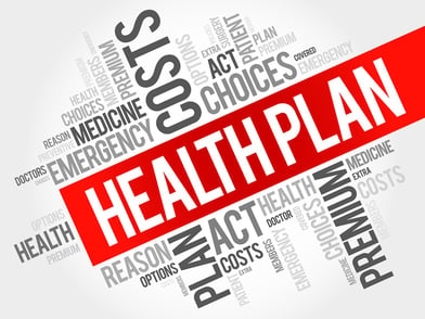 A word cloud with terms surrounding high deductible health plans.
