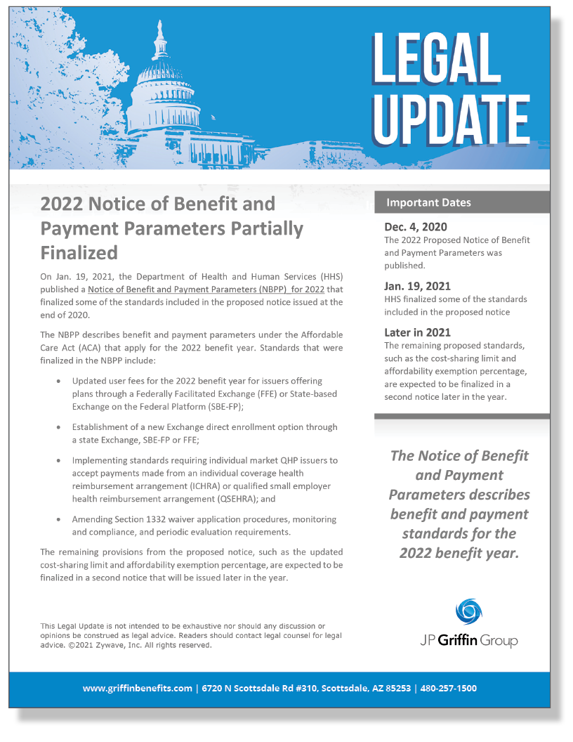 2022 Notice of Benefit and Payment Parameters Partially Finalized