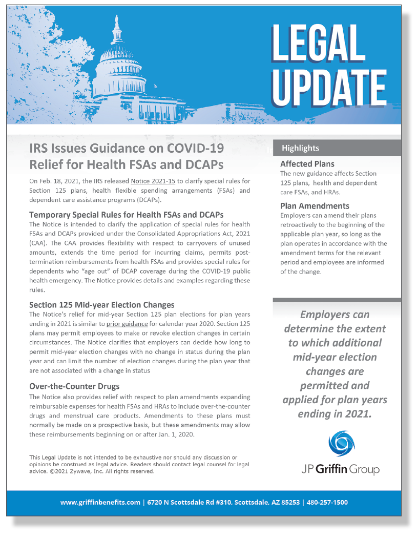 IRS Issues Guidance on COVID-19 Relief for Health FSAs and DCAPs