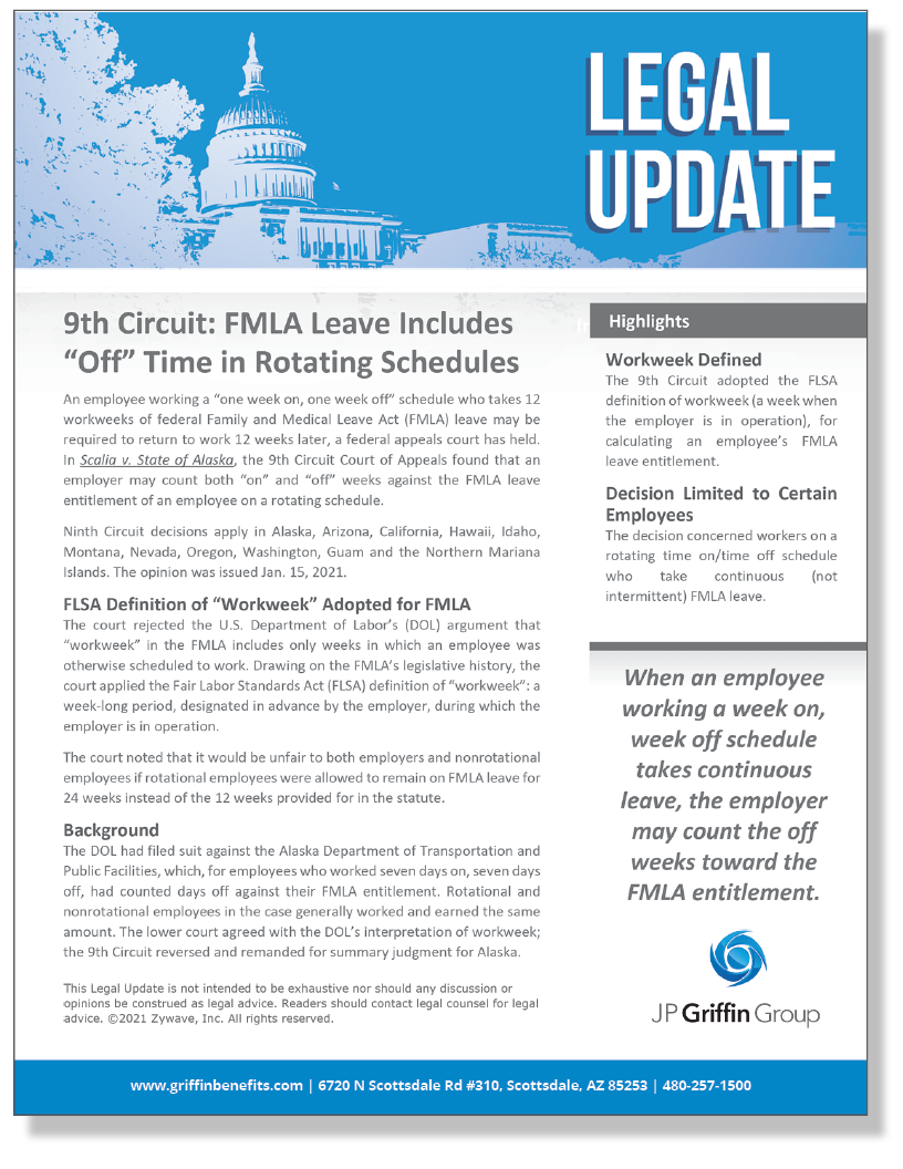 9th Circuit Defines FMLA Workweek