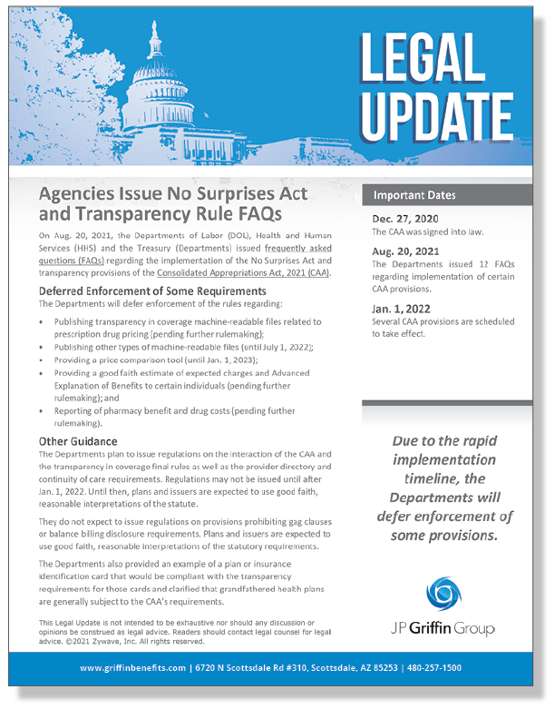 Agencies Issue No Surprises Act and Transparency Rule FAQs