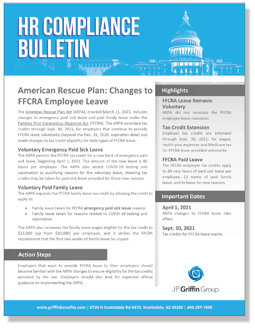 American Rescue Plan: Changes to FFCRA Employee Leave (3/24)