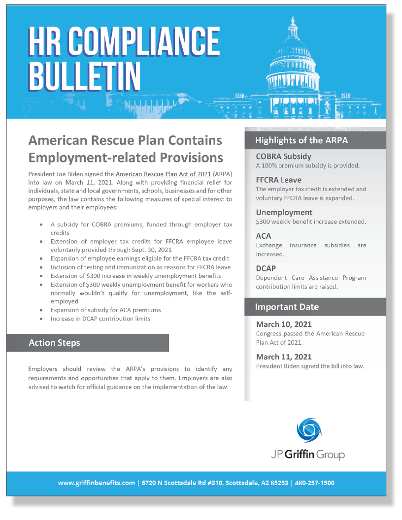 American Rescue Plan Contains Employment-related Provisions (Added 3/11)