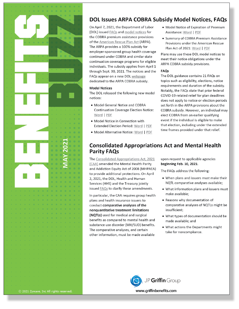Benefits Buzz Newsletter - May 2021 (4/27)