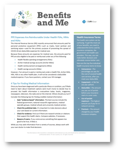 Benefits and Me Newsletter - May 2021 (Added 4/14)