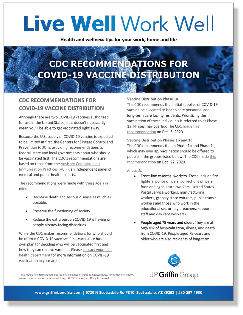 CDC Recommendations for Who Should Get Vaccinated First