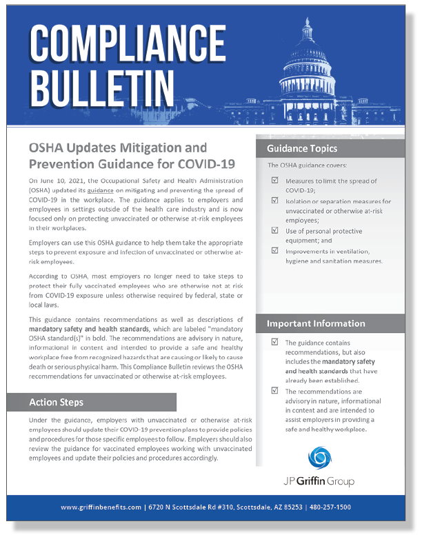 OSHA Updates Mitigation and Prevention Guidance for COVID-19