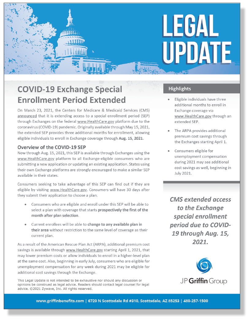 COVID-19 Exchange Special Enrollment Period Extended (3/24)