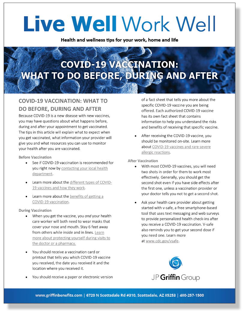 COVID-19 Vaccination What To Do Before, During and After