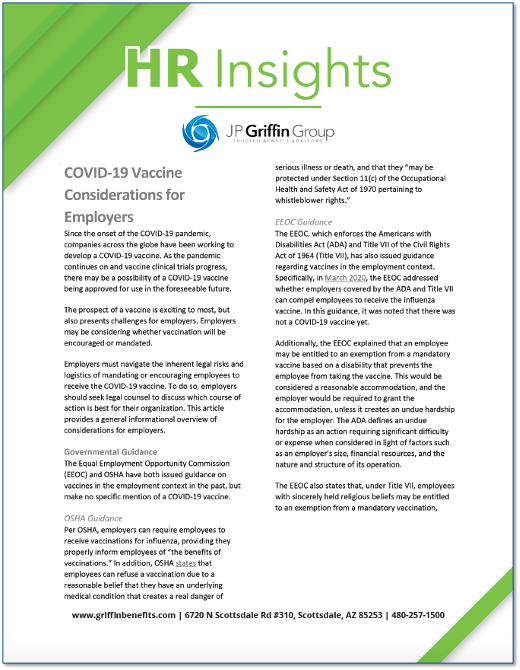 COVID-19 Vaccine Considerations for Employers