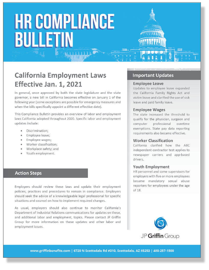 California Employment Laws Effective Jan 1 2021