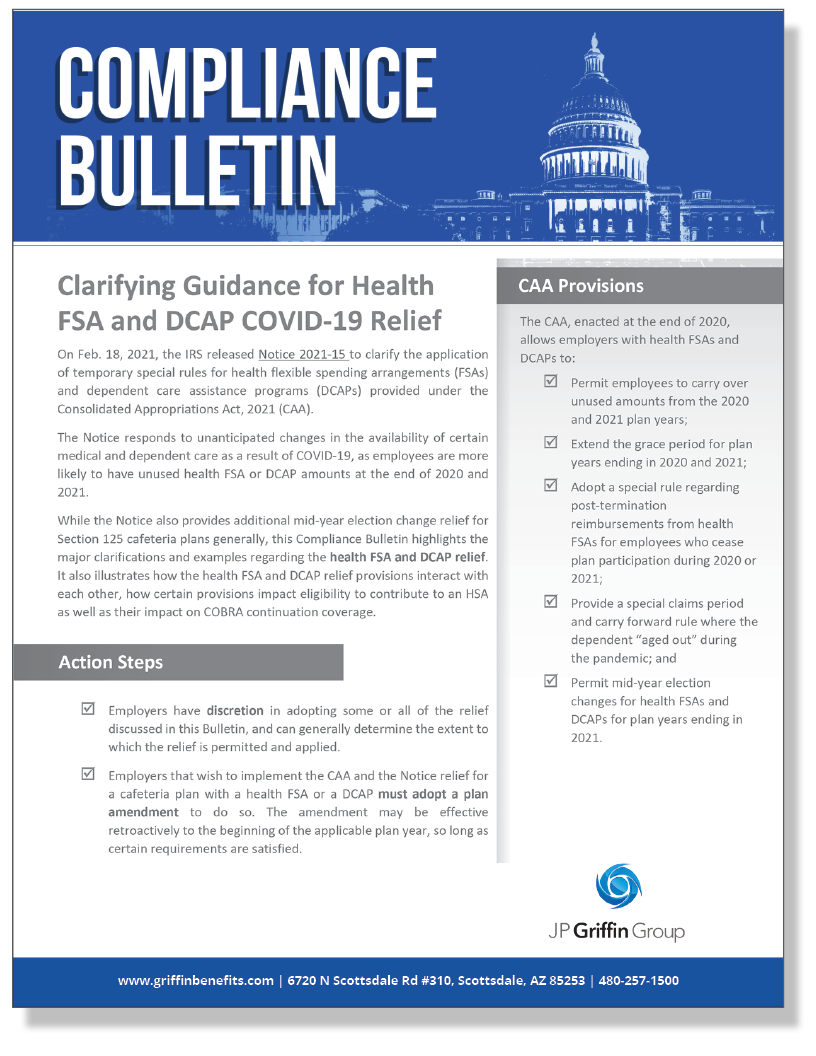 Clarifying Guidance on COVID-19 Relief for Health FSAs and DCAPs (2/24)