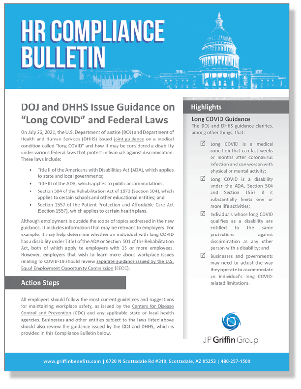 DOJ and DHHS Issues Guidance on Long COVID and Federal Laws (8/4)
