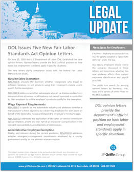 DOL Issues Five New FLSA Opinion Letters F-1