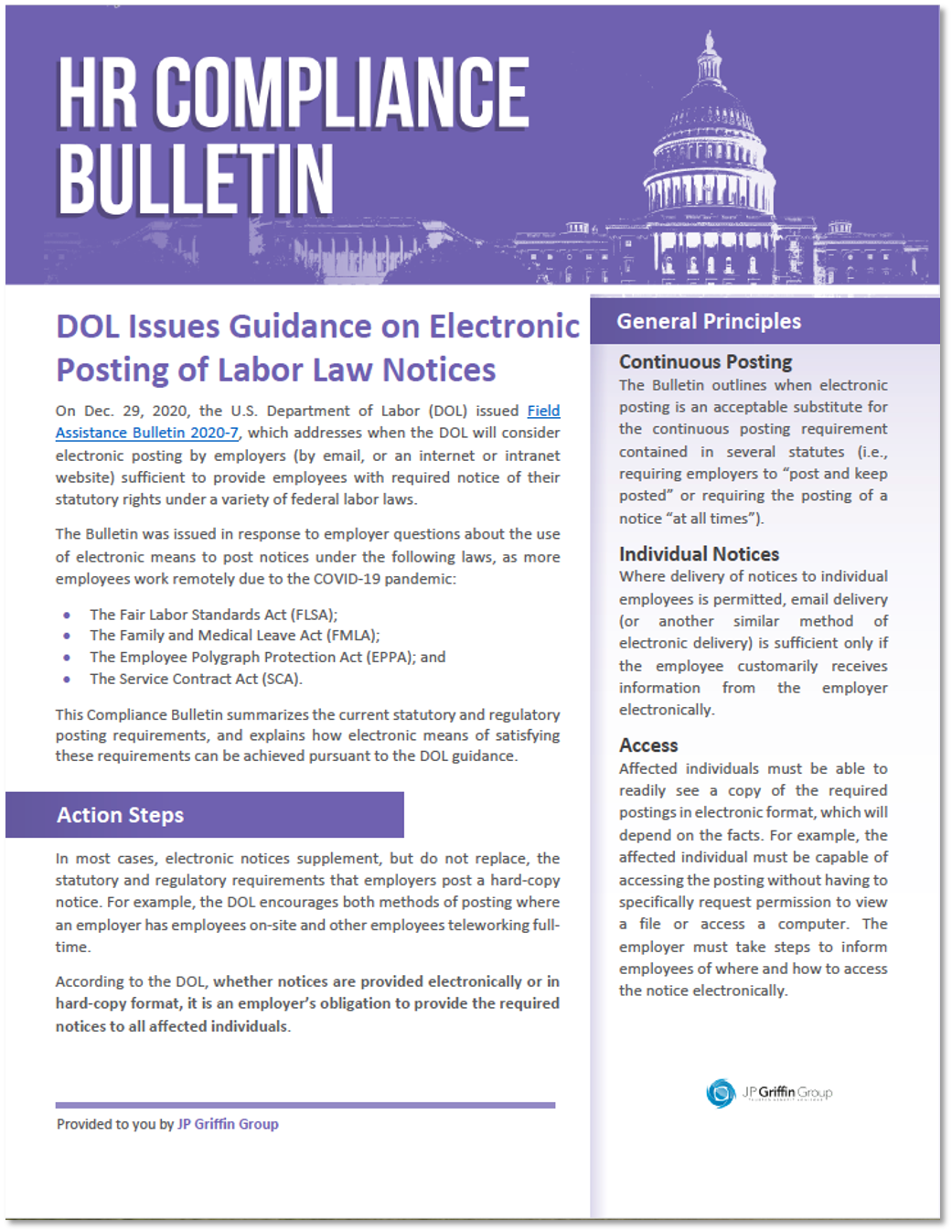 DOL Issues Guidance on Electronic Posting of Labor Law Notices 