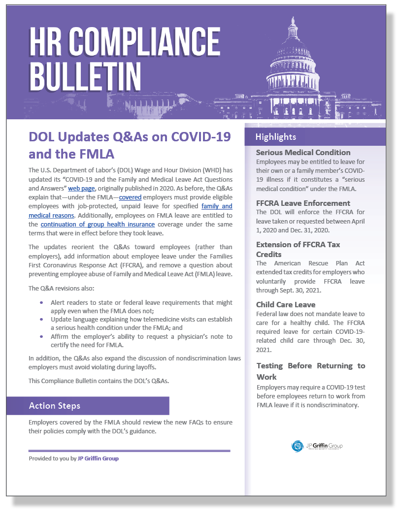 DOL Updates Q&As on COVID-19 and the FMLA