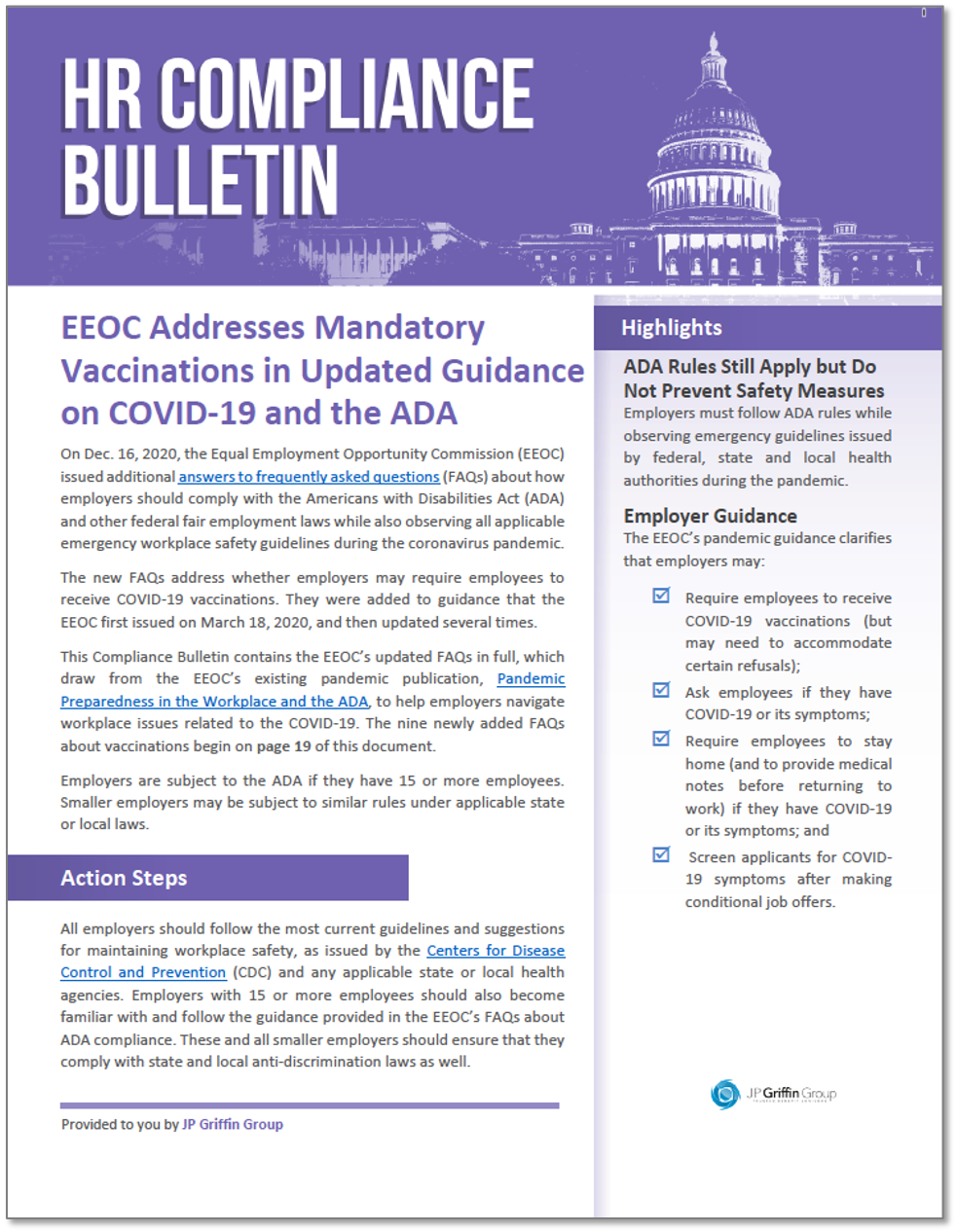 EEOC Addresses Mandatory Vaccinations in Updated Guidance on COVID-19 and the ADA