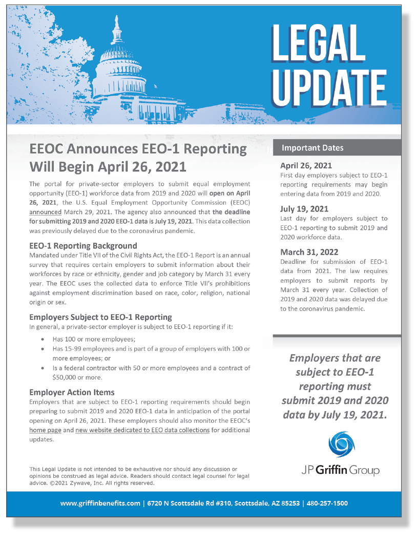 EEOC Announces EEO-1 Reporting Will Begin April 26, 2021 (Added 3/26)