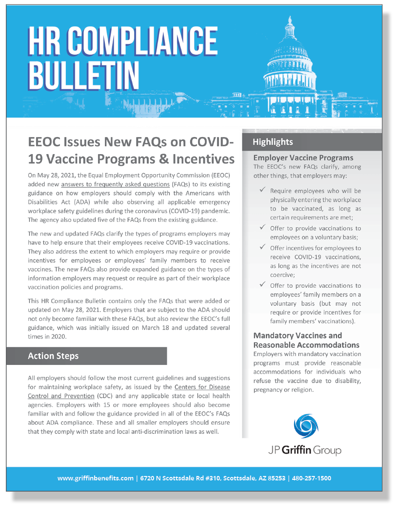 EEOC Issues New FAQs on COVID-19 Vaccine Programs & Incentives