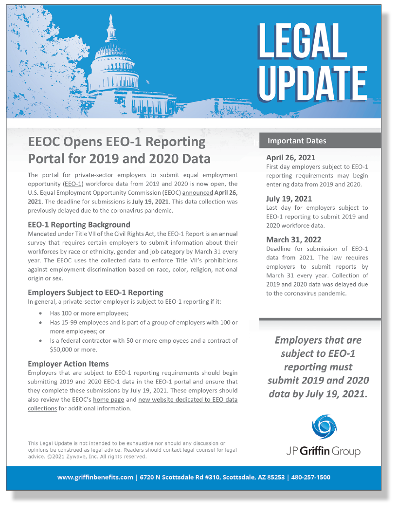 EEOC Opens EEO-1 Reporting Portal for 2019 and 2020 Data (4/25)