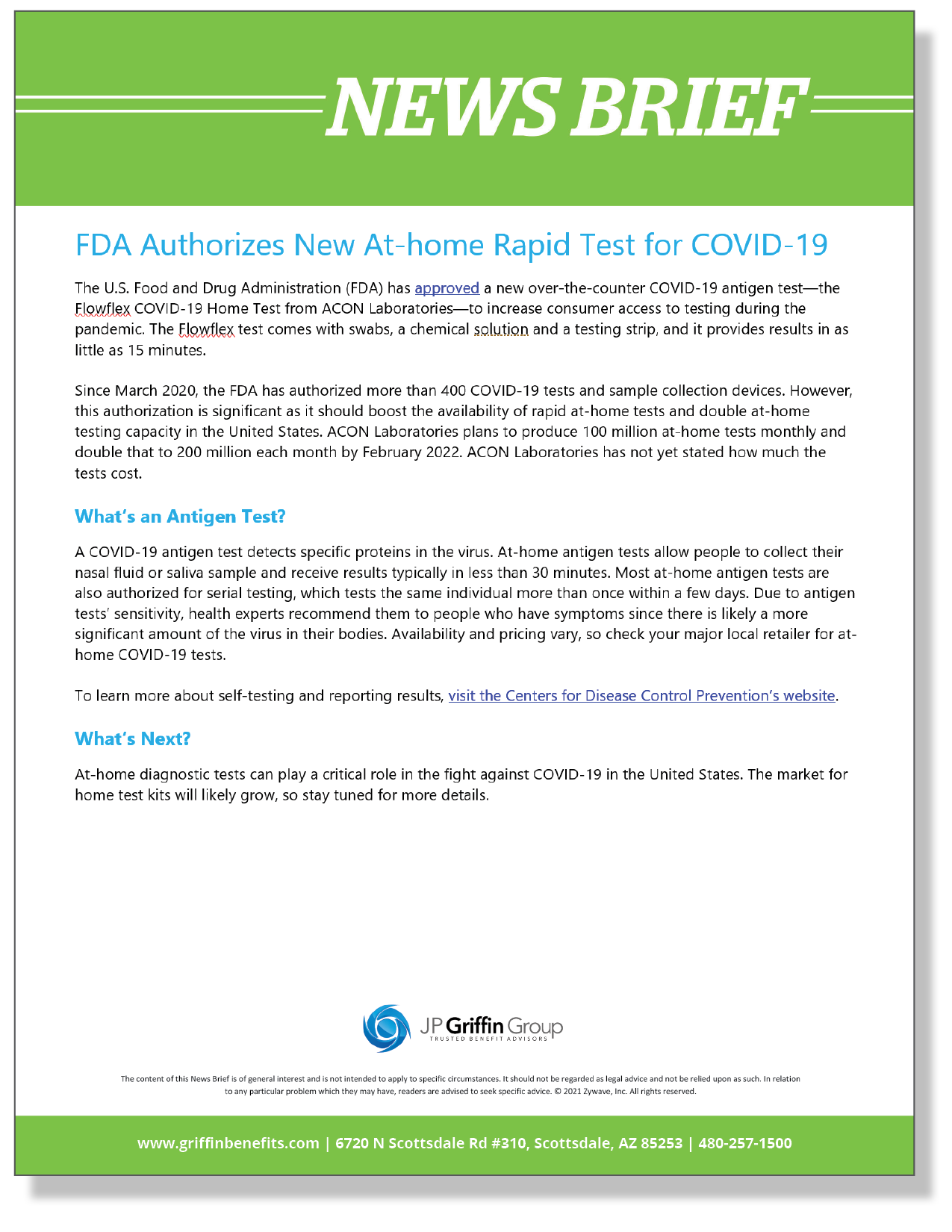 FDA Authorizes New At-home Rapid Test for COVID-19