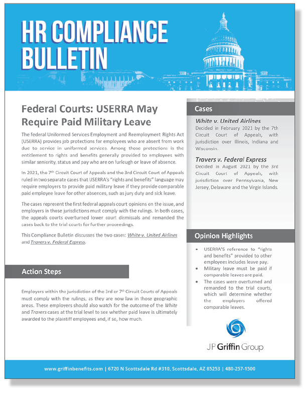 Federal Appeal Courts Rule that USERRA May Require Paid Military Leave (Added 8/26)