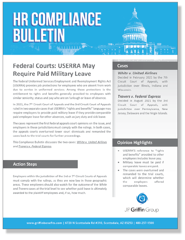 Federal Appeal Courts Rule that USERRA May Require Paid Military Leave (Added 8/26)