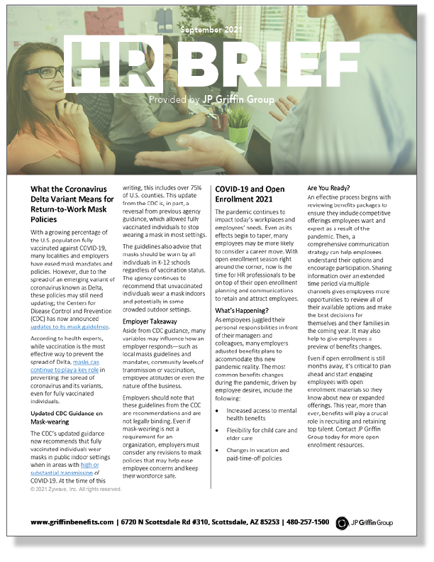 HR Brief Newsletter - September 2021 (Added 9/1)
