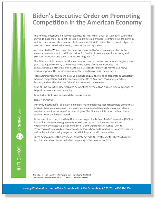 In the Know - Bidens Executive Order on Promoting Competition in the American Economy