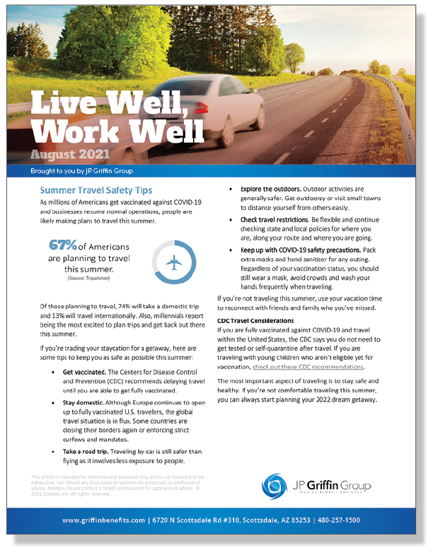 Live Well Work Well Newsletter - August 2021