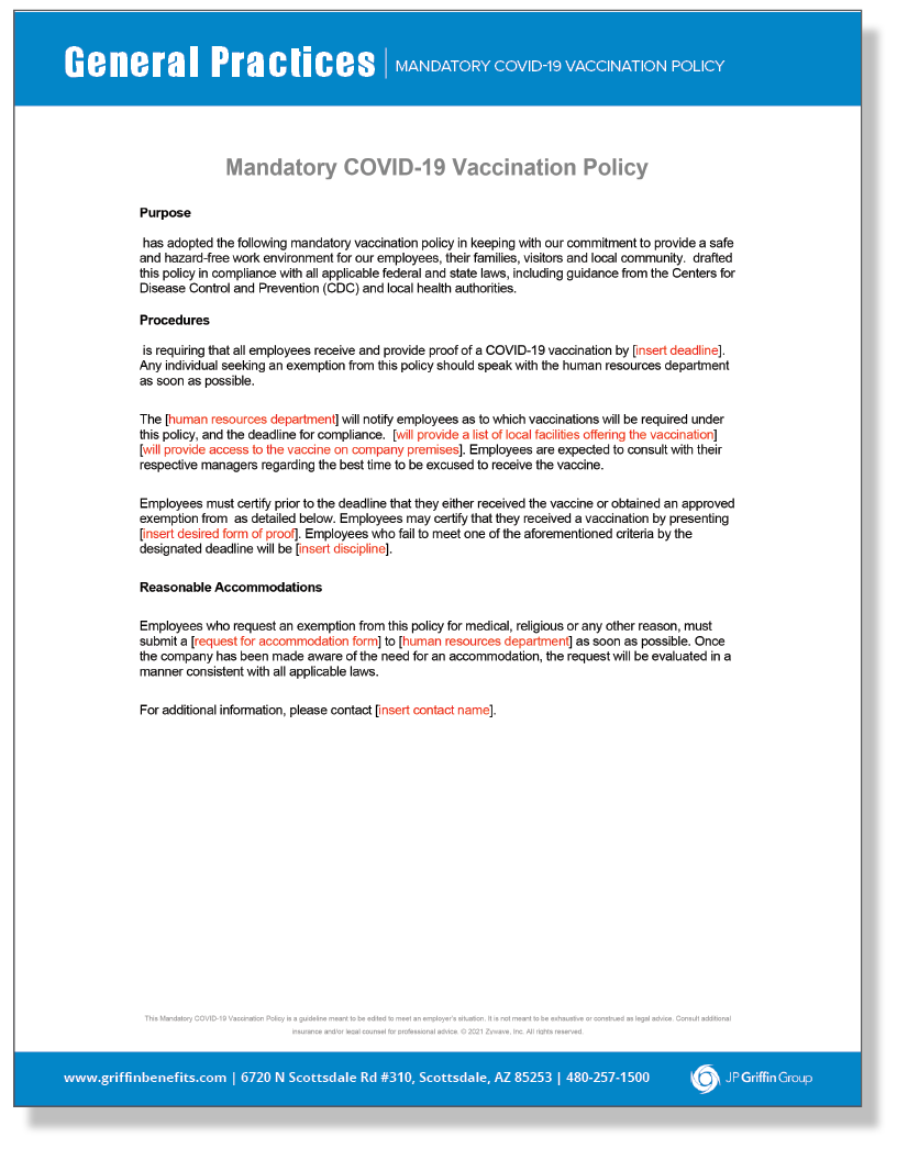 Mandatory COVID-19 Vaccination Policy - Sample Language (1/25)