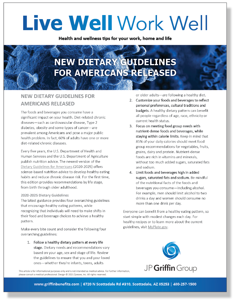 New Dietary Guidelines for Americans Released (Added 3/2)