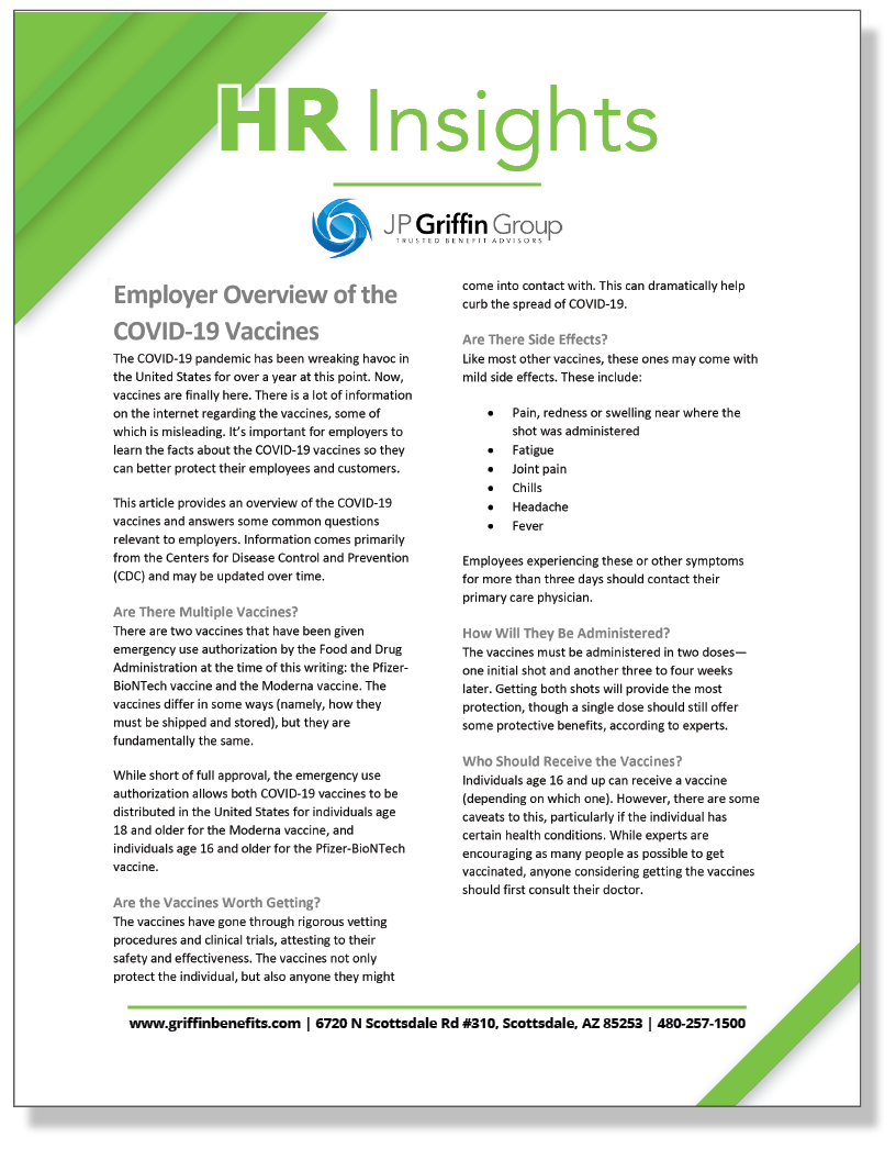 Employer Overview of the COVID-19 Vaccines