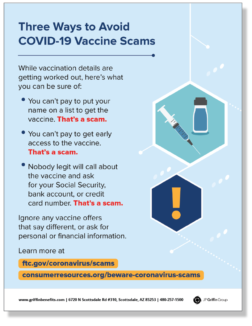 Three Ways to Avoid COVID-19 Vaccine Scams - Infographic