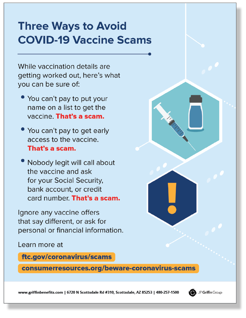 Three Ways to Avoid COVID-19 Vaccine Scams - Infographic