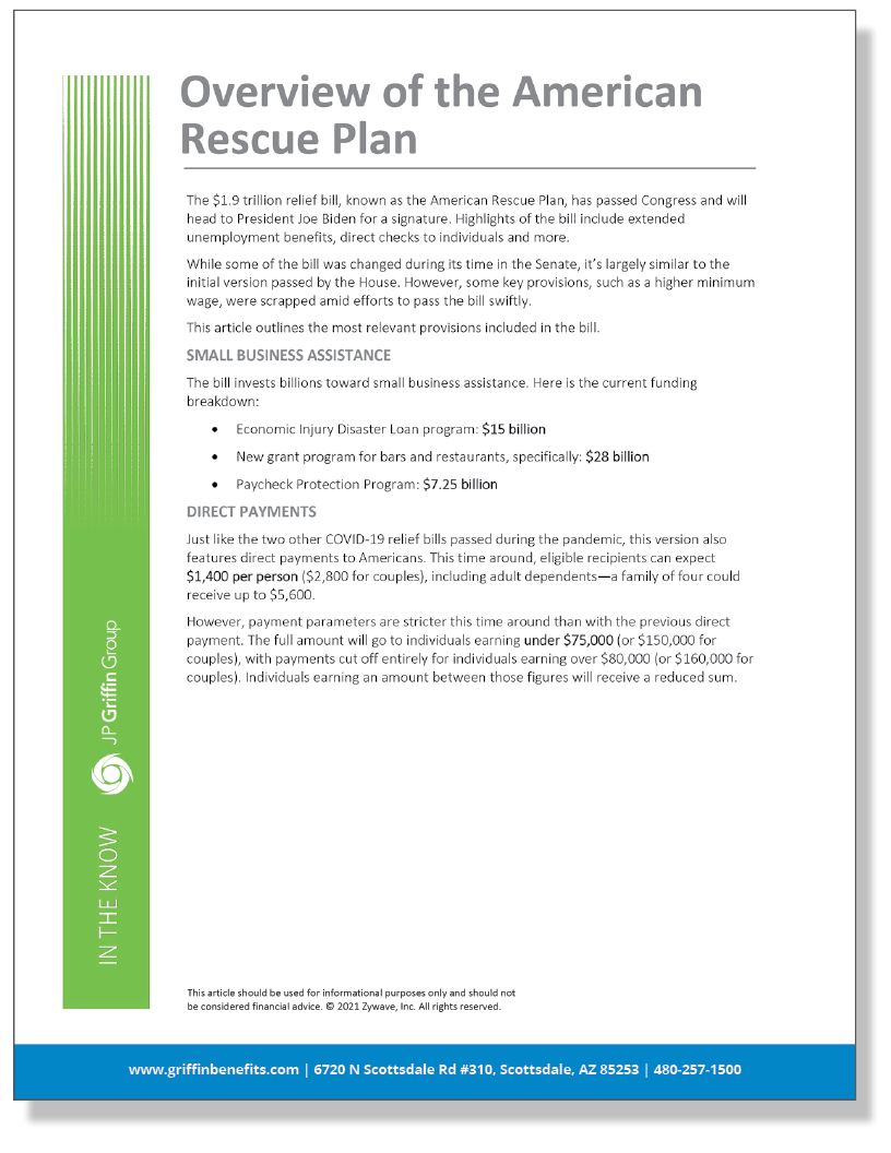 Understanding the $1.9 Trillion American Rescue Plan (3/12)