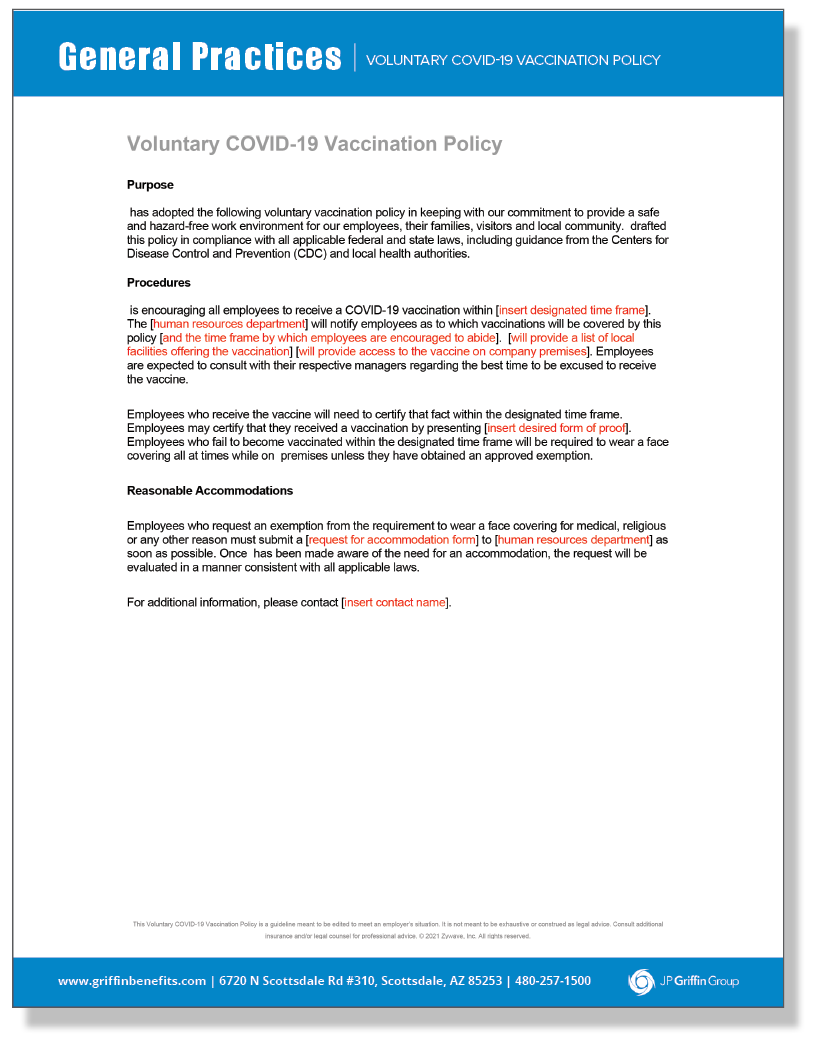 Voluntary COVID-19 Vaccination Policy - Sample Language