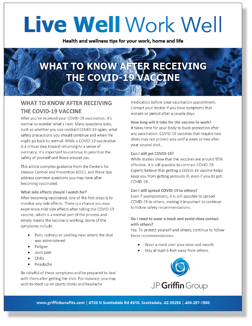 What To Know After Receiving the COVID-19 Vaccine