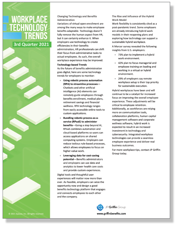 Workplace Technology Trends Quarterly Newsletter - 3rd Quarter 2021 (8/6)